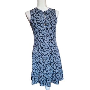 Michael Kors Women's Sleeveless Dress Black Blue Floral Sz XS
